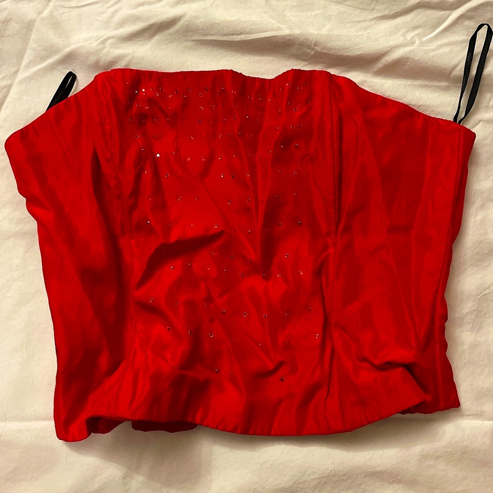 Red Bedazzled Corset Top size 11 Jessica McClintock